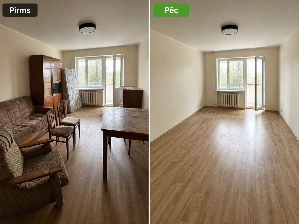 Gultas izvešana pirms un pēc